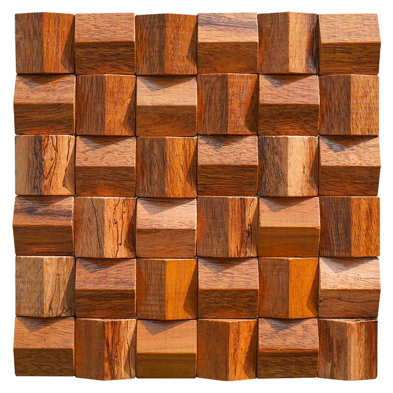 Pannello Mosaico 3D in Legno Massello Premium ✅(30 x 30 cm)