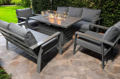 Salotto da giardino Oxford lusso 3+2+1+1 con tavolo focolare