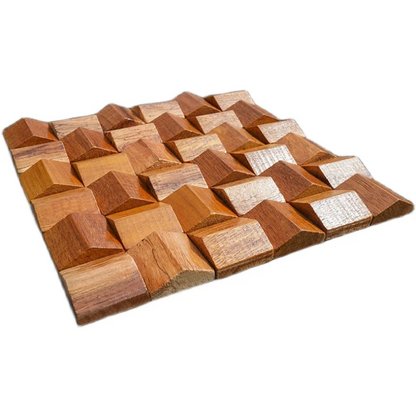 Pannello Mosaico 3D in Legno Massello Premium ✅(30 x 30 cm)